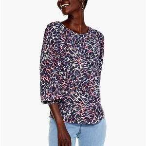 New Nic + Zoe Glowing Sunset Knit Top in Indigo Multi Women's Size S